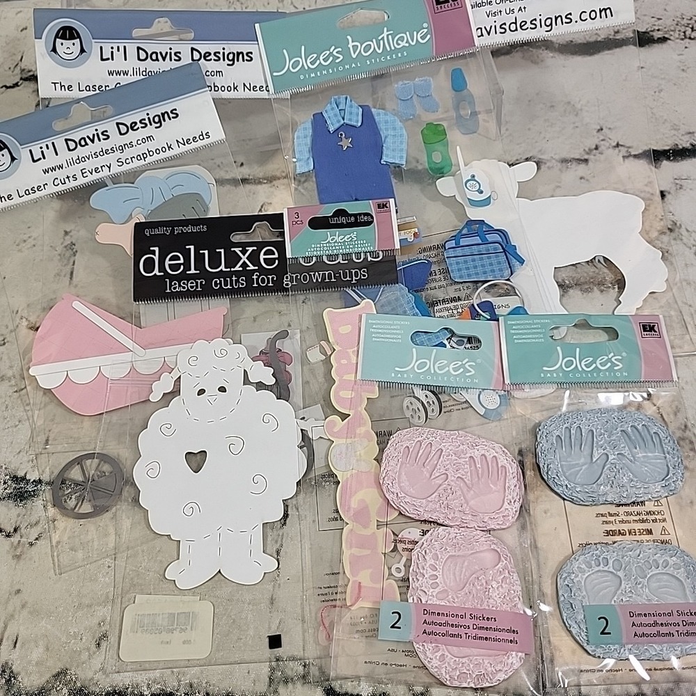 Scrapbooking Dimensional Stickers Paper Cut-Outs New Baby Arrival Lot Boy Girl